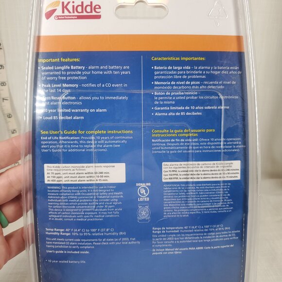 Kidde 10 Yr Worry Free Sealed Battery Carbon Monoxide Alarm NIB - Picture 3 of 4